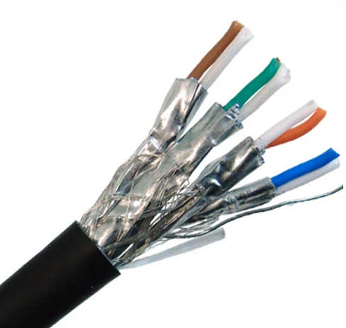 Kabel Ethernet Massal CAT7A, 10G Tembaga Dalaman / Luar Ruangan Dilindhungi Tembaga Padat S / FTP, 23 AWG 1000ft